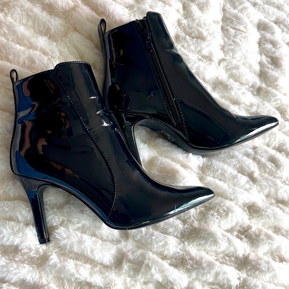 Shiny Black Booties